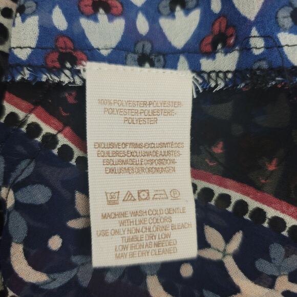 Free People Black Tan Floral Semi Sheer Long Sleeve Women's Blouse L - Picture 5 of 5